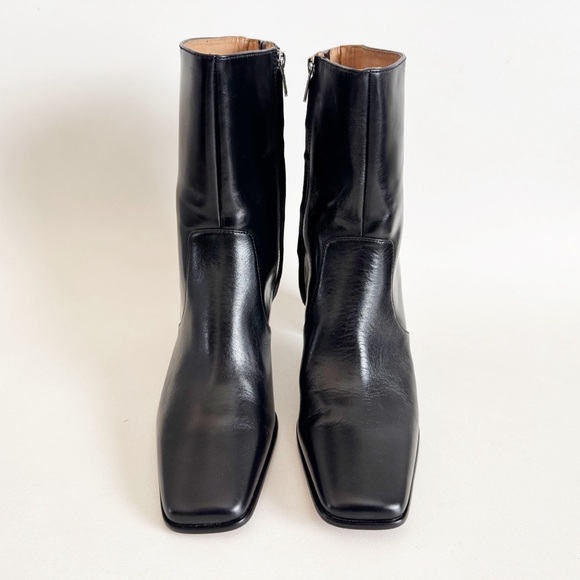 New Madewell The Zane Ankle Boot Black Leather Block Heel Square Classic US 11 - Picture 4 of 12
